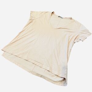 Zara Light Beige V-Neck Short Sleeve Top